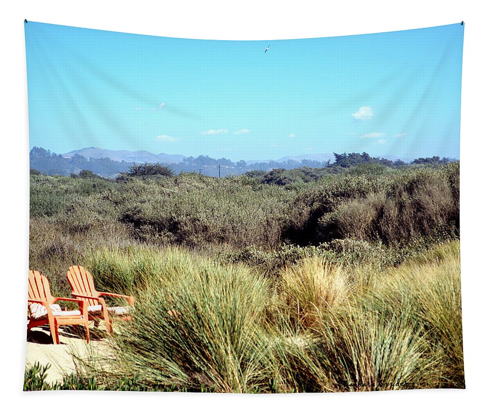 Barbara Snyder Tapestry featuring the photograph Beach Chairs With A View #1 by Barbara Snyder