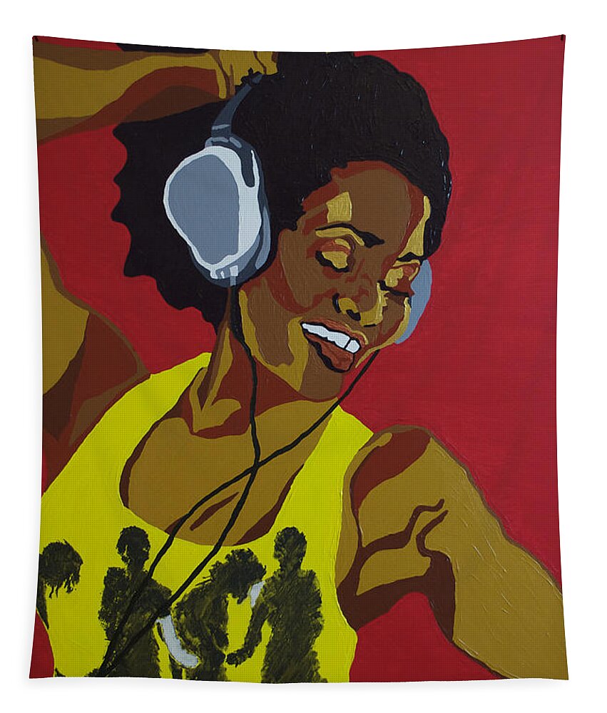 Acrylic Tapestry featuring the painting Blame It On The Boogie #2 by Rachel Natalie Rawlins