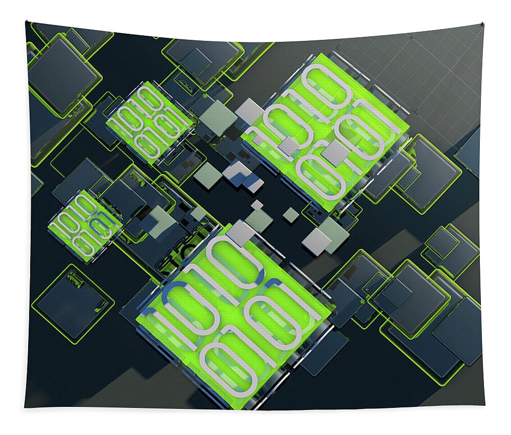 3 D Tapestry featuring the photograph Blocks Of Binary Code Data #1 by Ikon Images