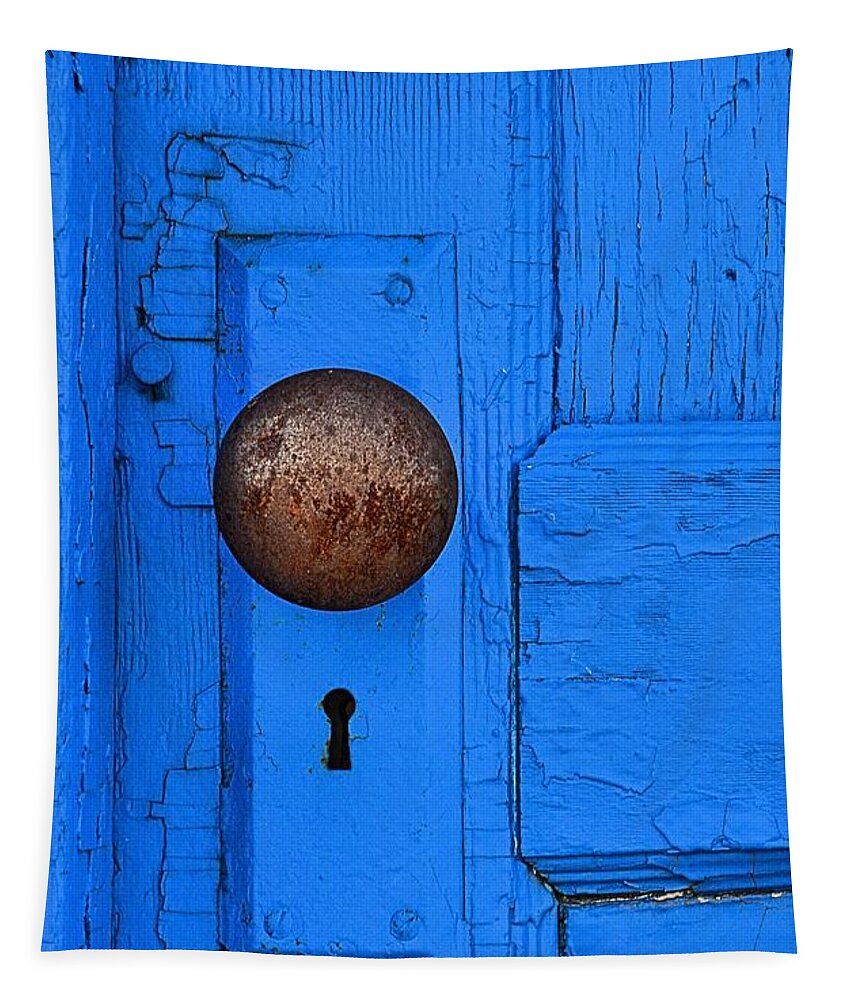 Abstract Tapestry featuring the photograph Blue Door #1 by Lauren Leigh Hunter Fine Art Photography