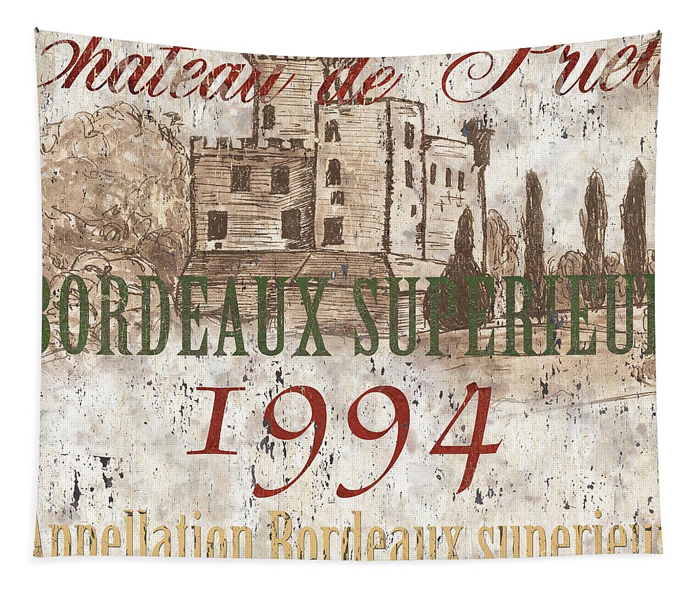 Wine Tapestry featuring the painting Bordeaux Blanc Label 2 by Debbie DeWitt