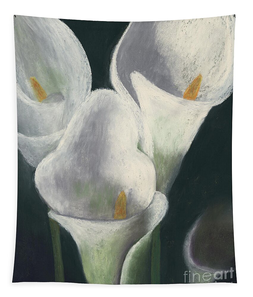 Calla Lilies Tapestry featuring the pastel Calla Lilies Up Close by Ginny Neece