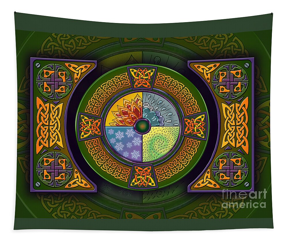 Celtic Tapestry featuring the mixed media Celtic Elements #2 by Kristen Fox