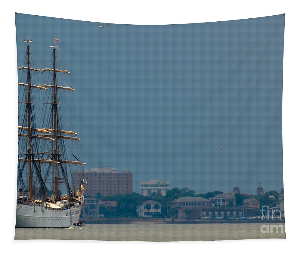 Uscgc Eagle (wix-327) Tapestry featuring the photograph USCGC Eagle WIX-327 by Dale Powell