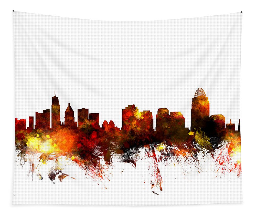 United States Tapestry featuring the photograph Cincinnati Ohio Skyline by Michael Tompsett