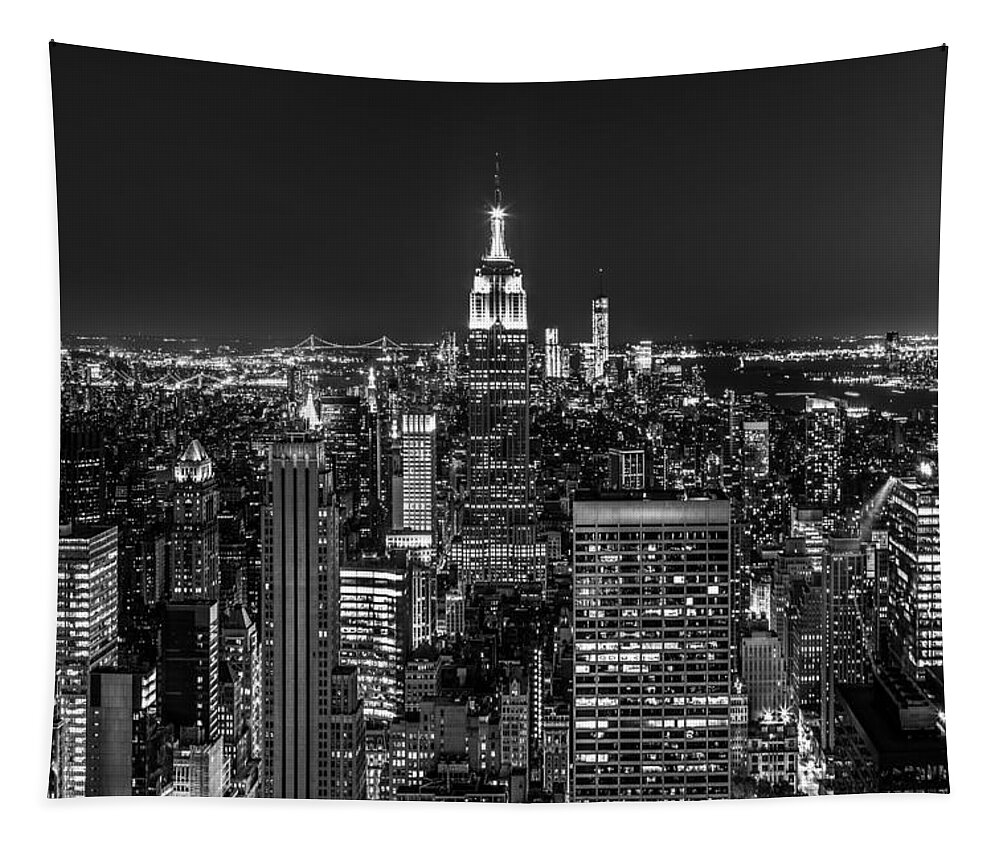 America Tapestry featuring the photograph City Lights #2 by Mihai Andritoiu