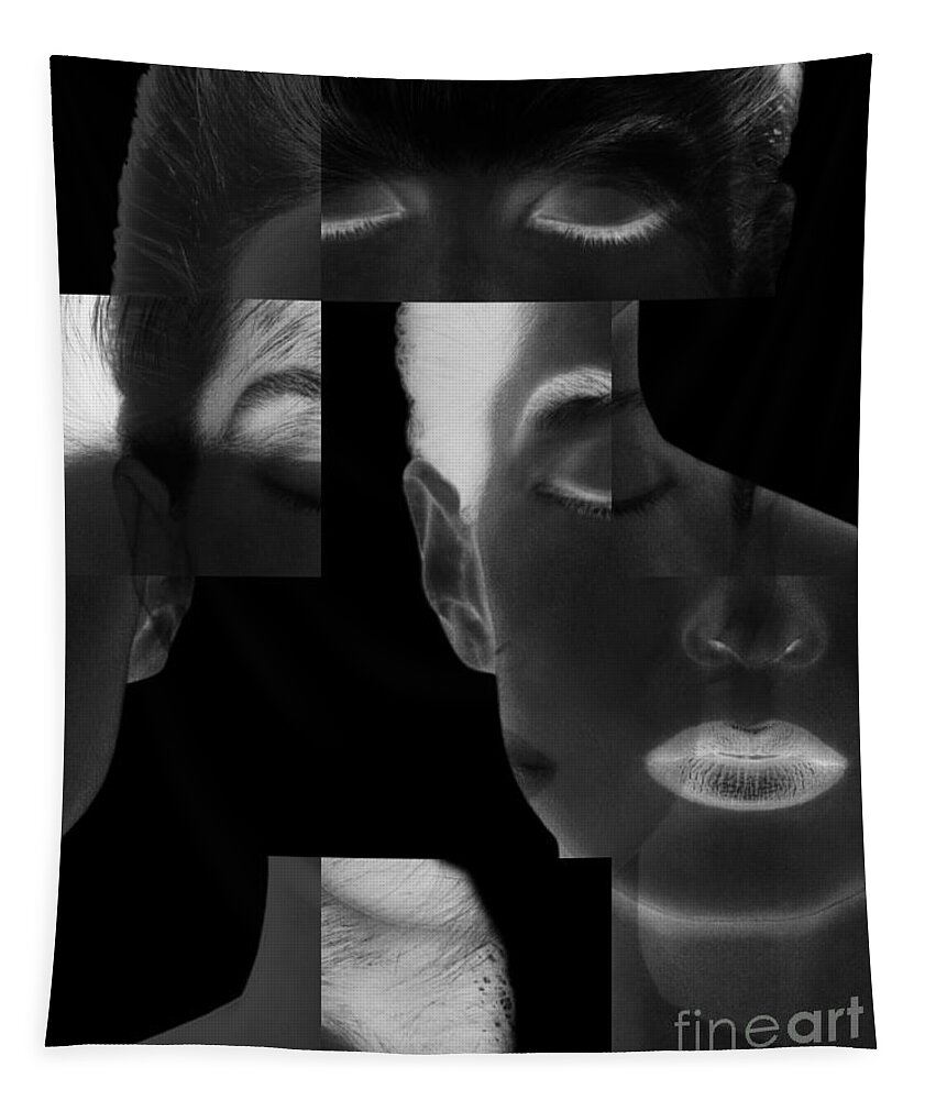 Illustration Tapestry featuring the photograph Collage Of A Womans Face #1 by Dennis Potokar