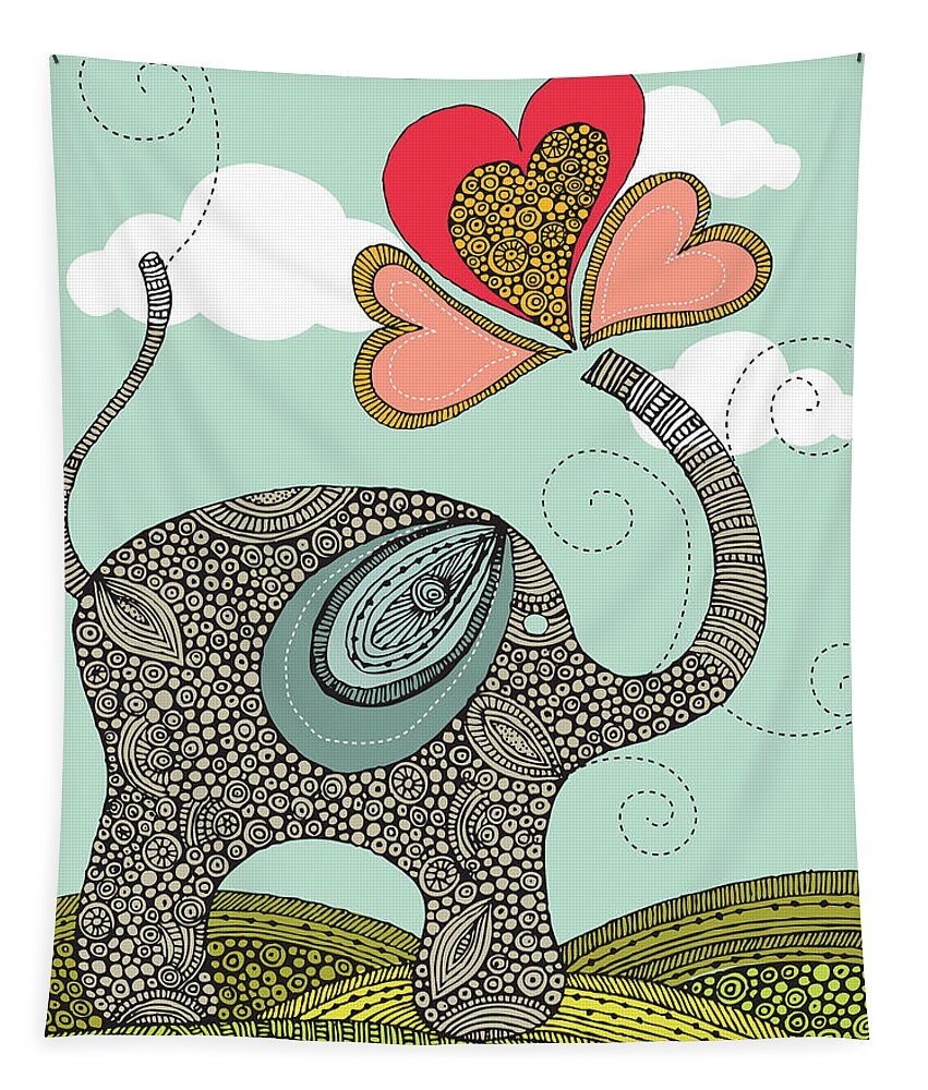 Illustration Tapestry featuring the photograph Cute elephant #1 by Valentina Ramos