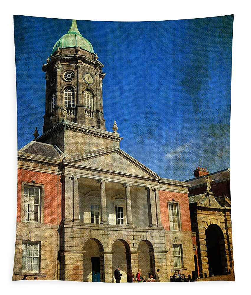 Ireland Tapestry featuring the photograph Dublin Castle. Streets of Dublin. Painting Collection #1 by Jenny Rainbow