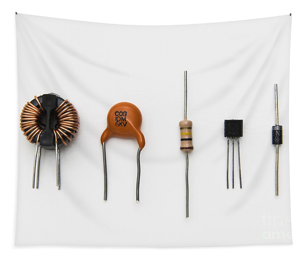 Inductor Tapestry featuring the photograph Electronic Components #1 by GIPhotoStock