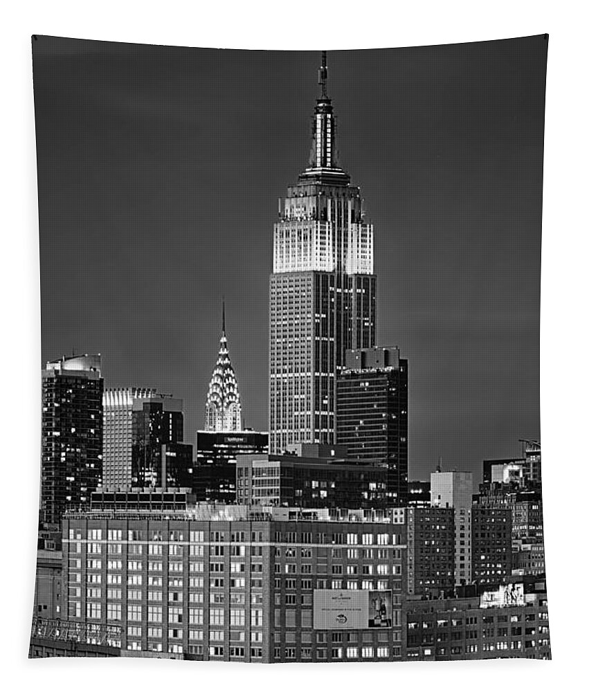 Chrysler Building Tapestry featuring the photograph Empire and Chrysler Buildings #1 by Jerry Fornarotto