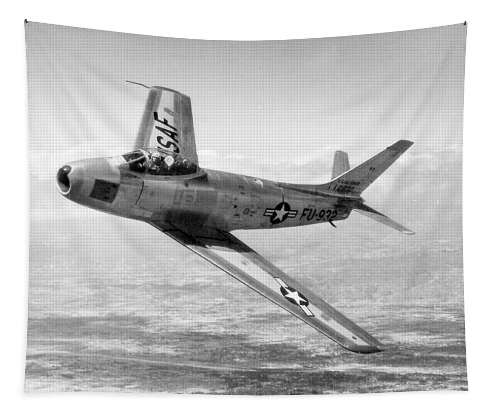 Science Tapestry featuring the photograph F-86 Sabre, First Swept-wing Fighter by Science Source