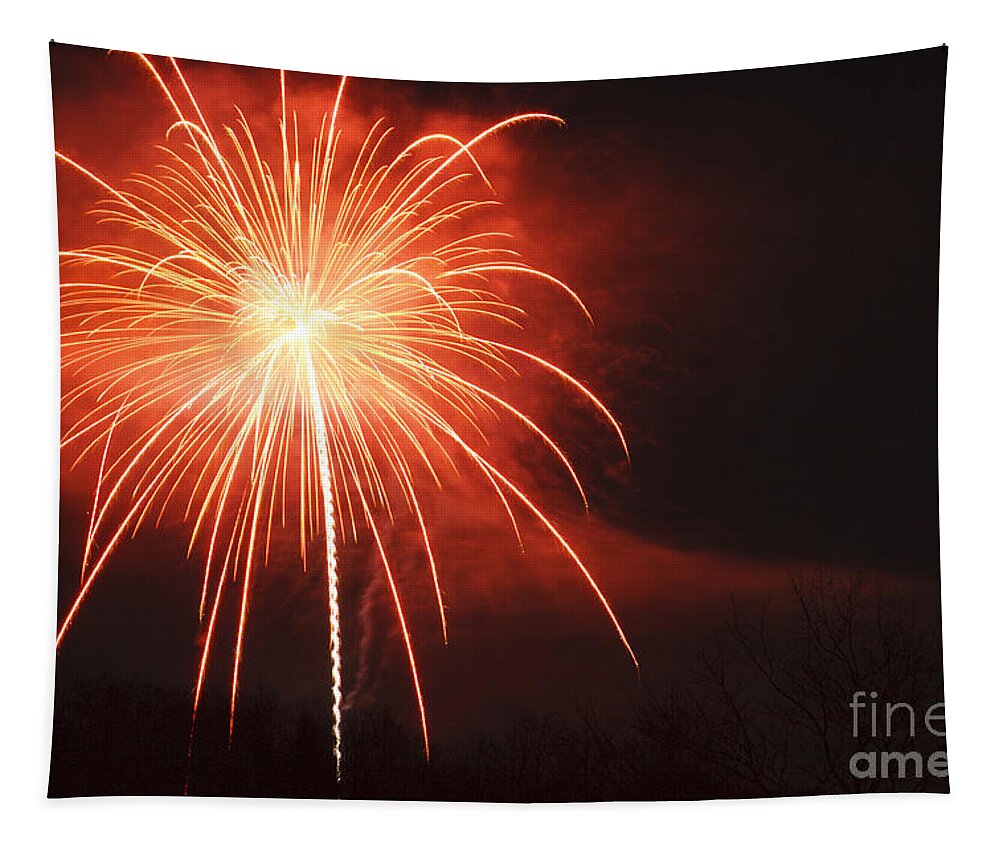Lincoln Tapestry featuring the photograph Fireworks - Lincoln New Hampshire USA #1 by Erin Paul Donovan