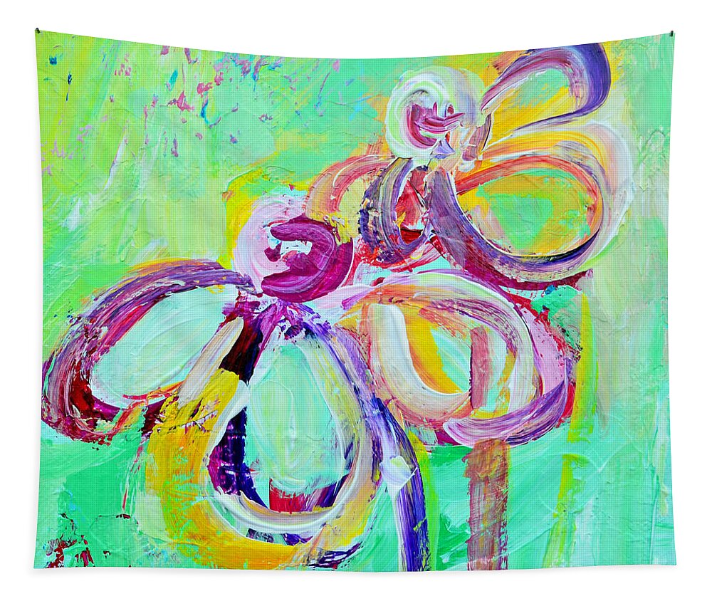 Green Floral Painting Tapestry featuring the painting Abstract Flowers No 10 by Patricia Awapara
