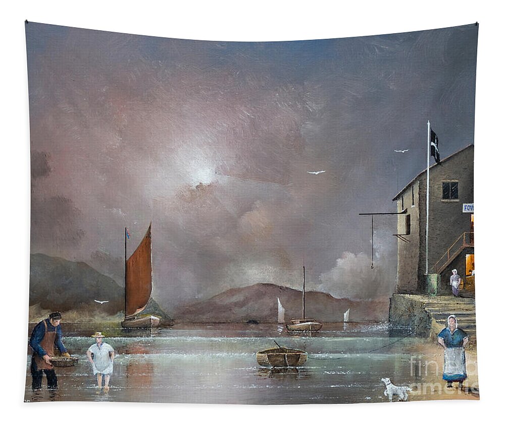 Countryside Tapestry featuring the painting Fowey Cornwall England by Ken Wood