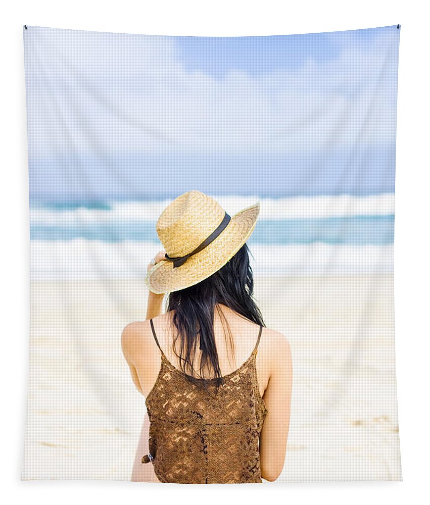 Beach Tapestry featuring the photograph Gazing Out At The Ocean by Jorgo Photography