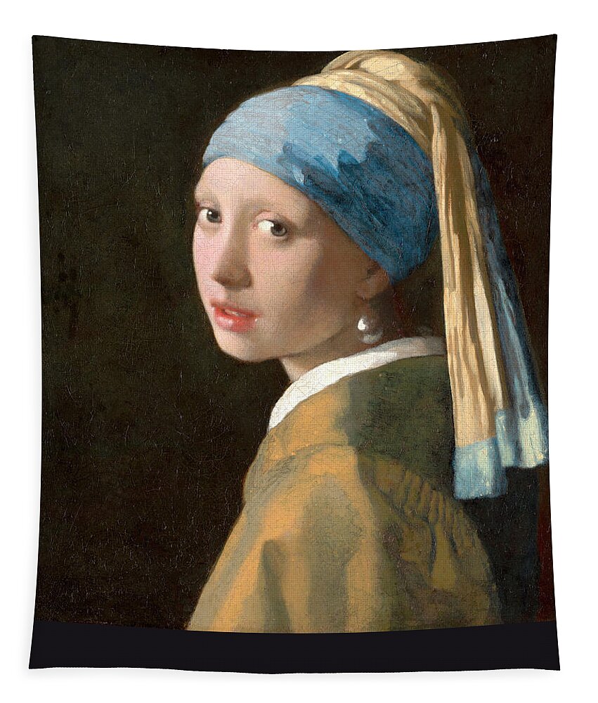 Girl With A Pearl Earring Tapestry featuring the painting Girl with a Pearl Earring by Johannes Vermeer