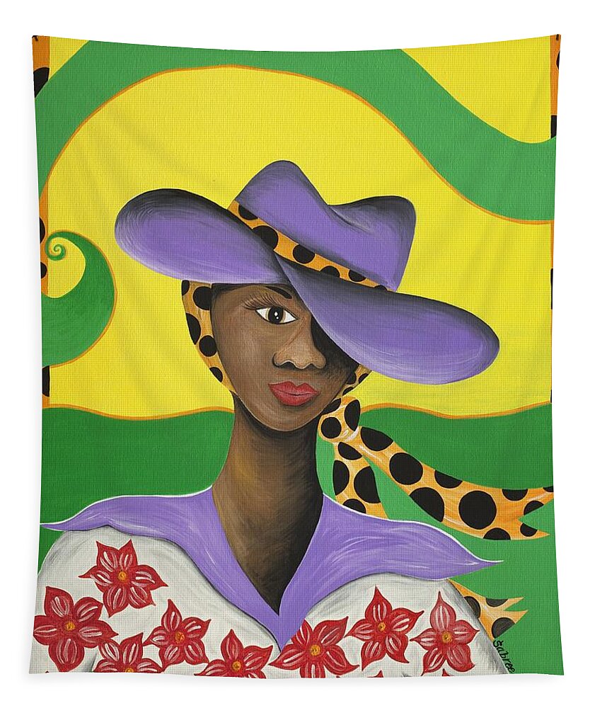 Gullah Art Tapestry featuring the painting Hat Appeal by Patricia Sabreee