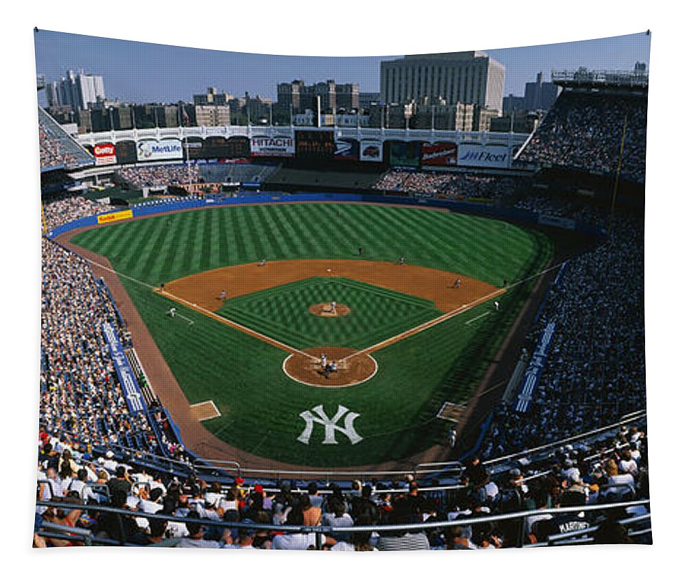 Photography Tapestry featuring the photograph High Angle View Of A Baseball Stadium #1 by Panoramic Images