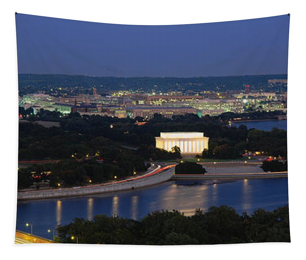 Photography Tapestry featuring the photograph High Angle View Of A City, Washington by Panoramic Images