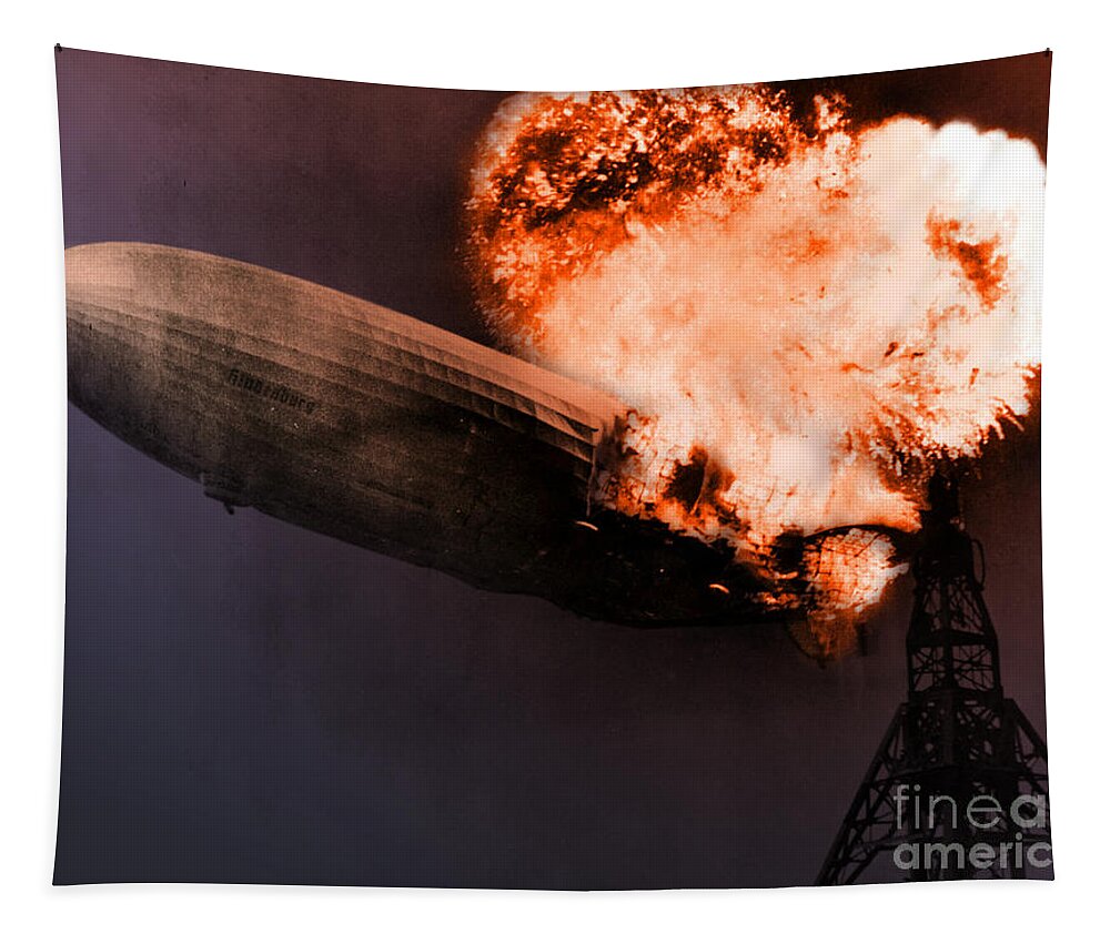 History Tapestry featuring the photograph Hindenburg Disaster May 6th 1937 #2 by Photo Researchers