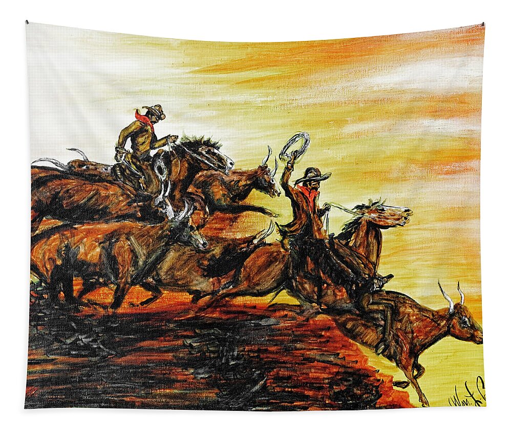 Texas Tapestry featuring the drawing Hol-ly Cow by Erich Grant