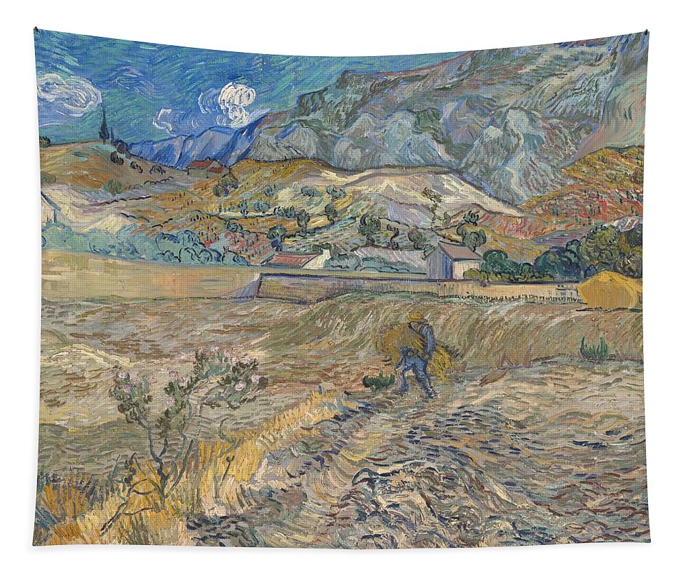 Vincent Van Gogh Tapestry featuring the painting Landscape At Saint-Remy #1 by Vincent Van Gogh