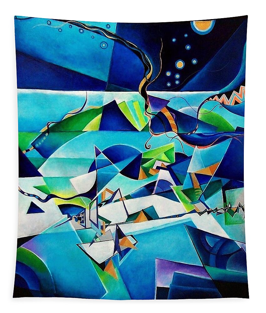 Landscpae Abstract Acrylic Wood Pens Tapestry featuring the painting Landscape by Wolfgang Schweizer