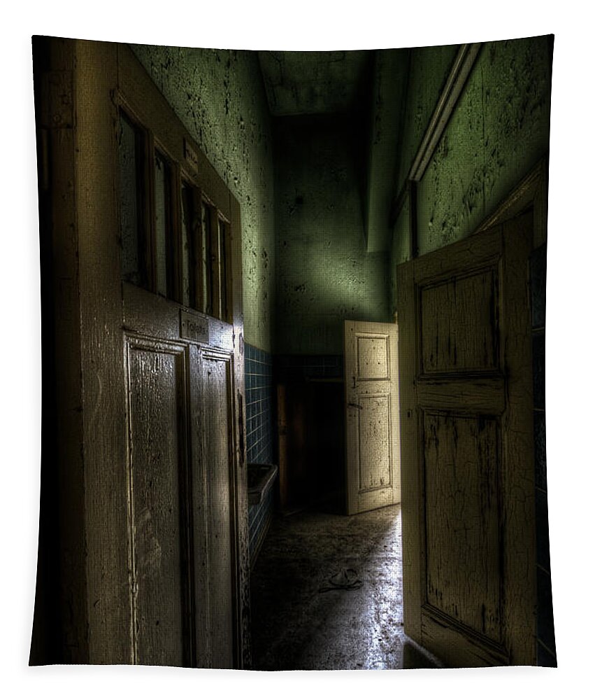 Urbex Tapestry featuring the digital art Light at the end #1 by Nathan Wright