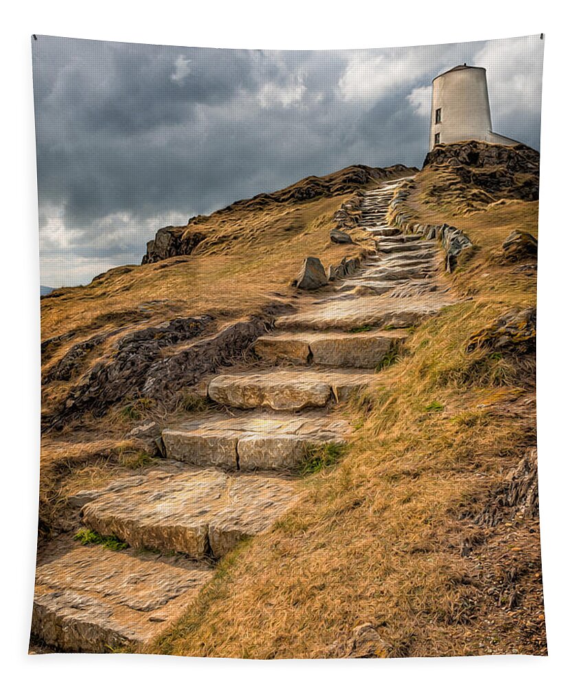 Anglesey Tapestry featuring the photograph Lighthouse Steps #1 by Adrian Evans