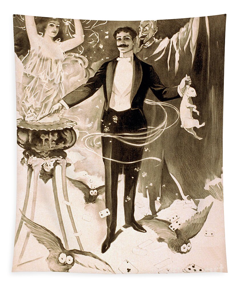 Entertainment Tapestry featuring the photograph Magician, 1899 #1 by Photo Researchers