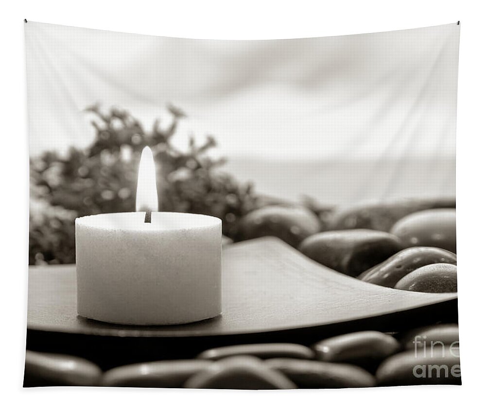 Candle Tapestry featuring the photograph Meditation Candle #1 by Olivier Le Queinec