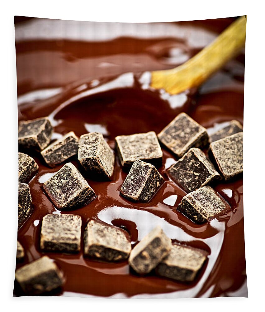 Chocolate Tapestry featuring the photograph Melting chocolate #1 by Elena Elisseeva