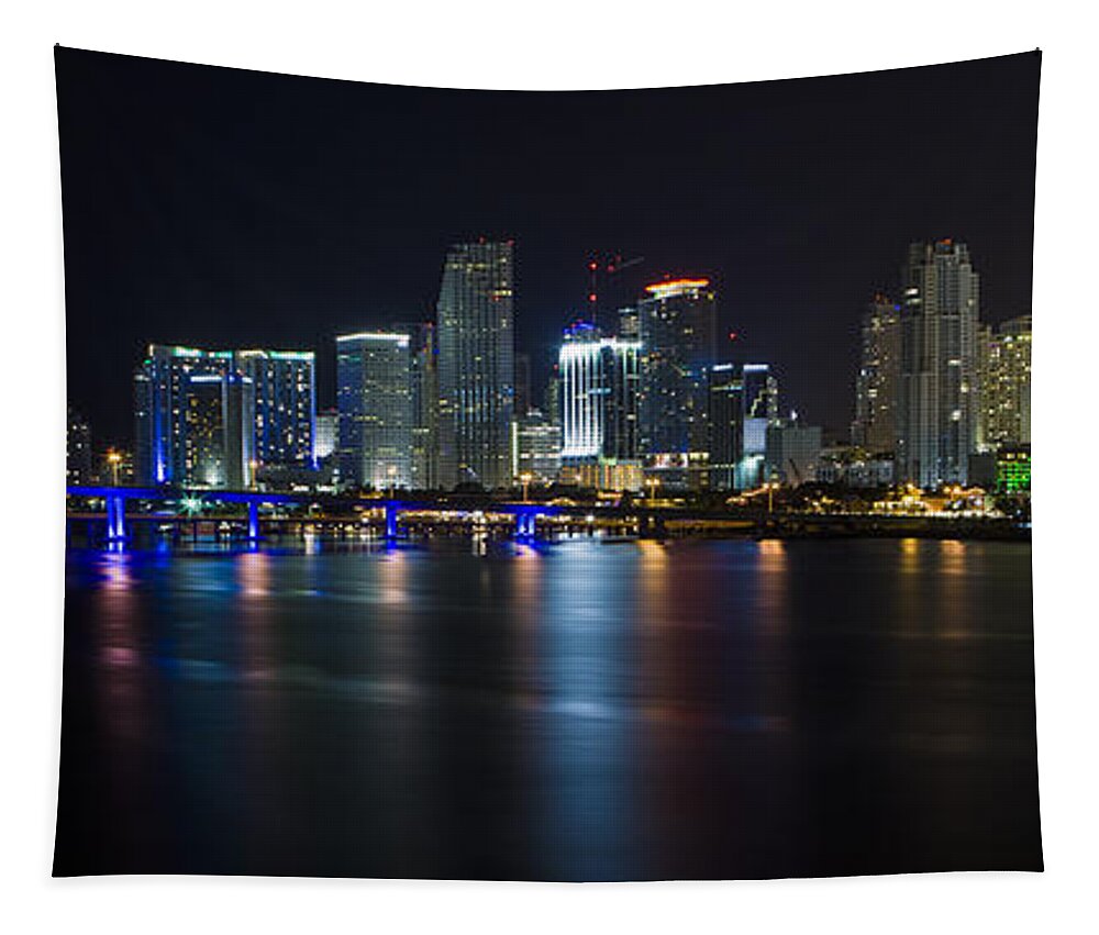 Architecture Tapestry featuring the photograph Miami Downtown Skyline by Raul Rodriguez