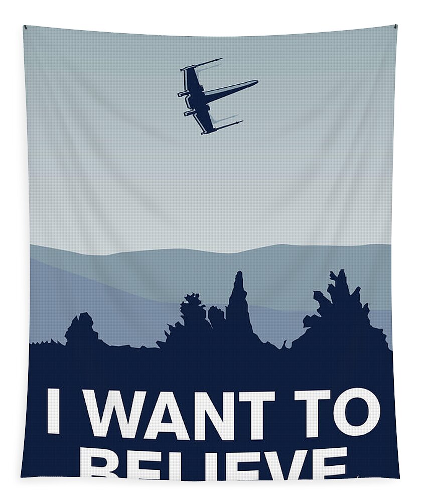Classic Tapestry featuring the digital art My I want to believe minimal poster-xwing #1 by Chungkong Art