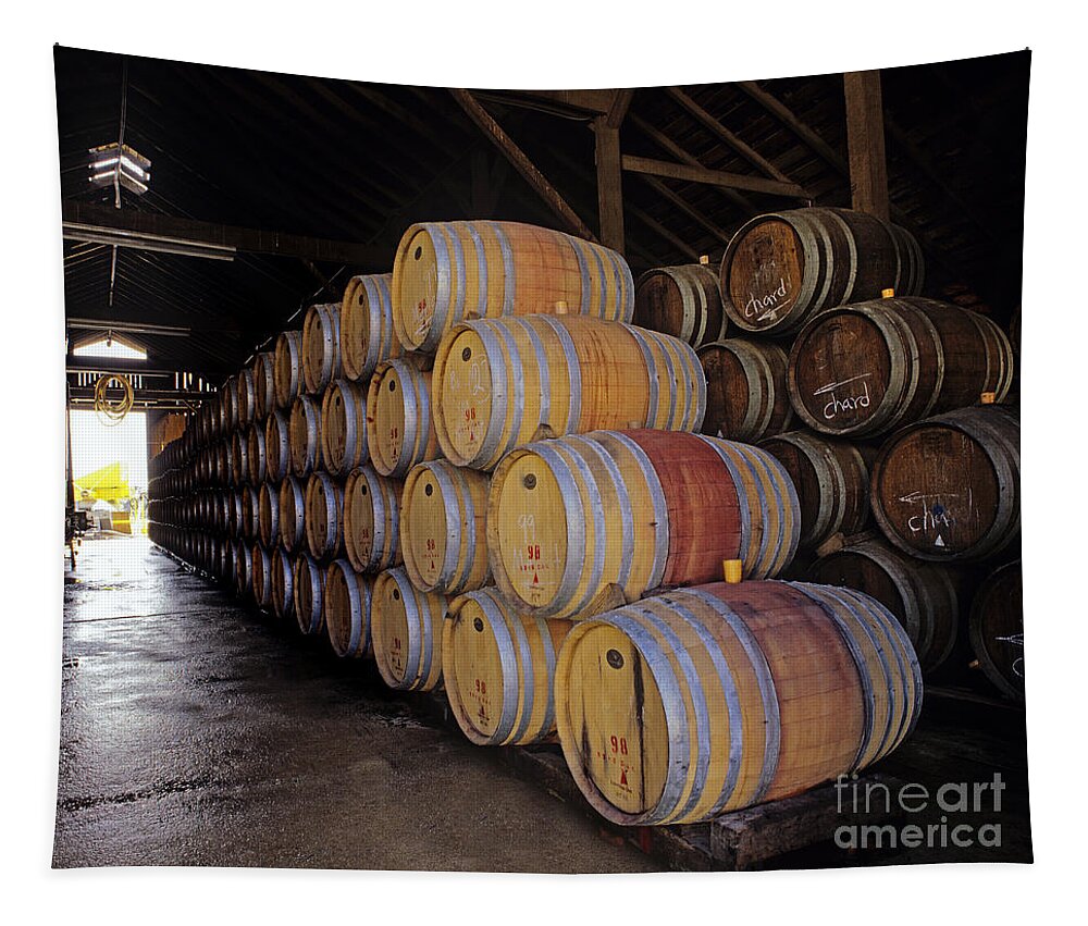 Craig Lovell Tapestry featuring the photograph Oak Barrels at Ventana Vineyards #1 by Craig Lovell