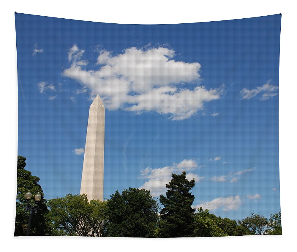 Washington Tapestry featuring the photograph Obelisk Rises Into the Clouds #3 by Kenny Glover