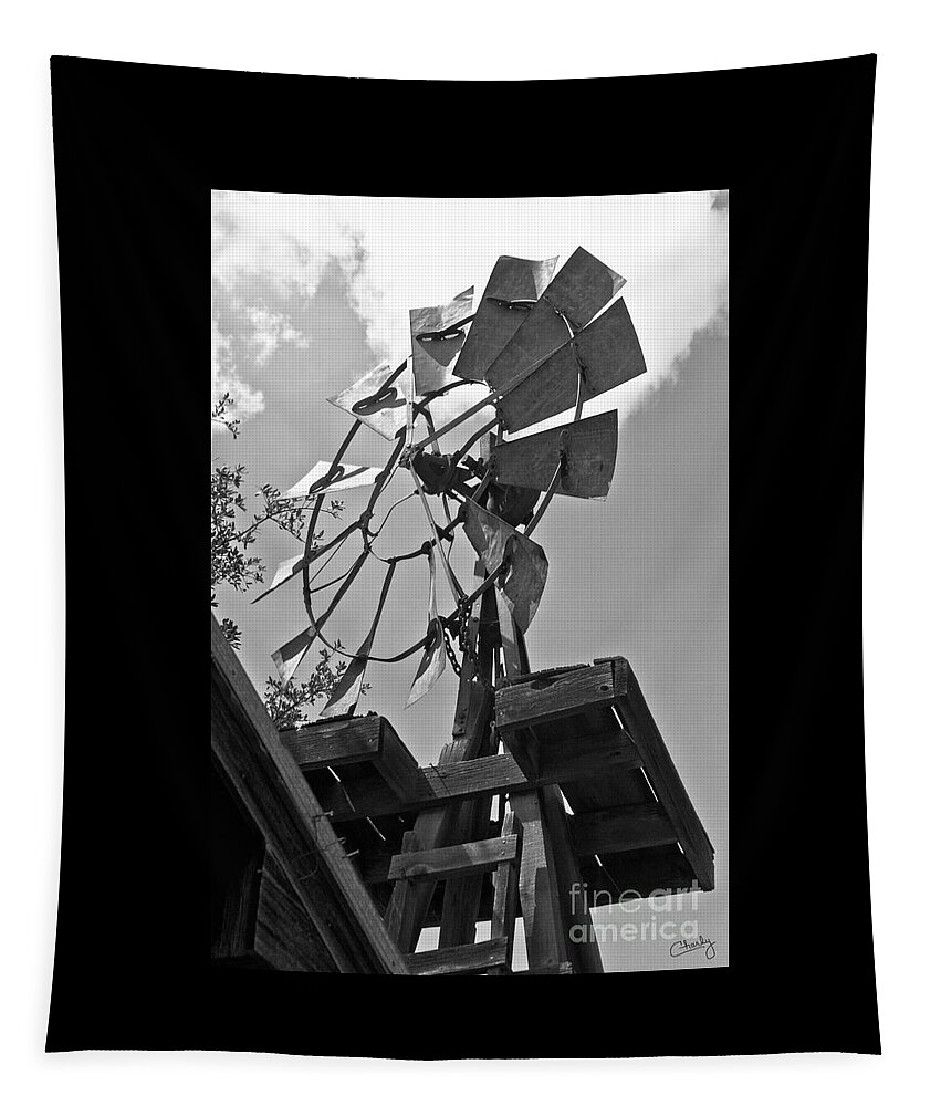 Windmill Tapestry featuring the photograph Old wooden windmill by Imagery by Charly