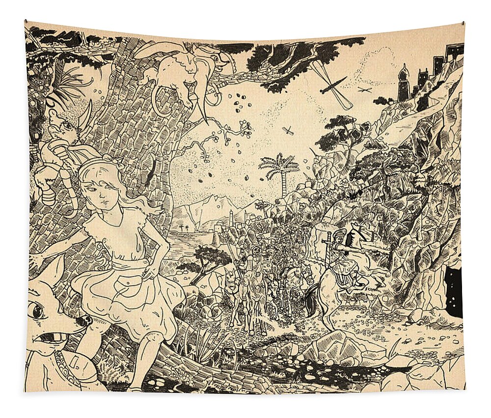 Wurtherington Tapestry featuring the drawing Open Sesame #2 by Reynold Jay