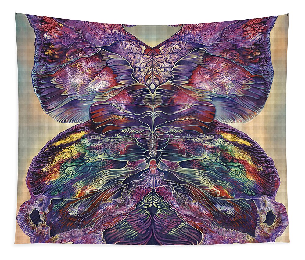 Butterfly Tapestry featuring the painting Papalotl Series 3 by Ricardo Chavez-Mendez