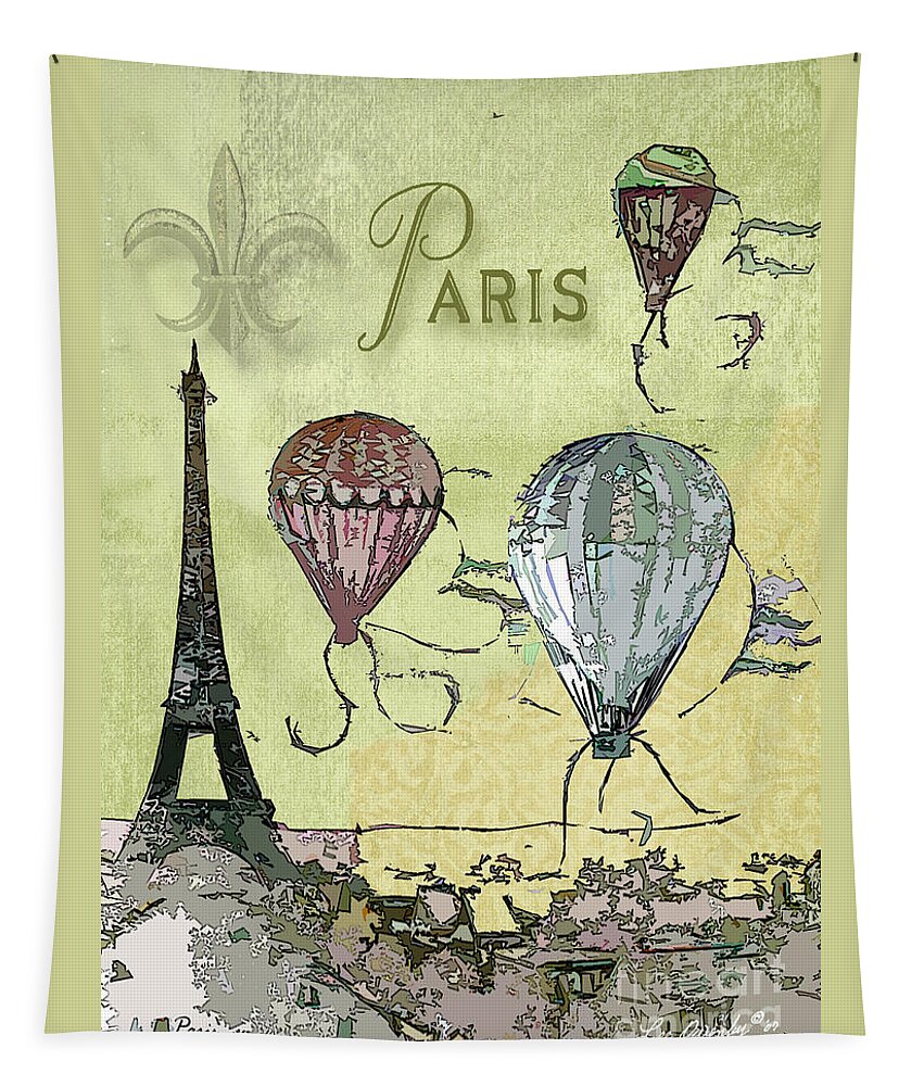 Eiffel Tower Tapestry featuring the mixed media Paris #3 by Lee Owenby