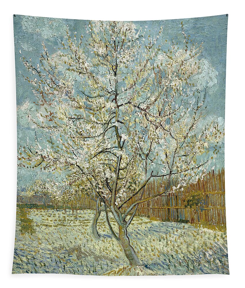 Vincent Van Gogh Tapestry featuring the painting Peach Tree by Vincent Van Gogh