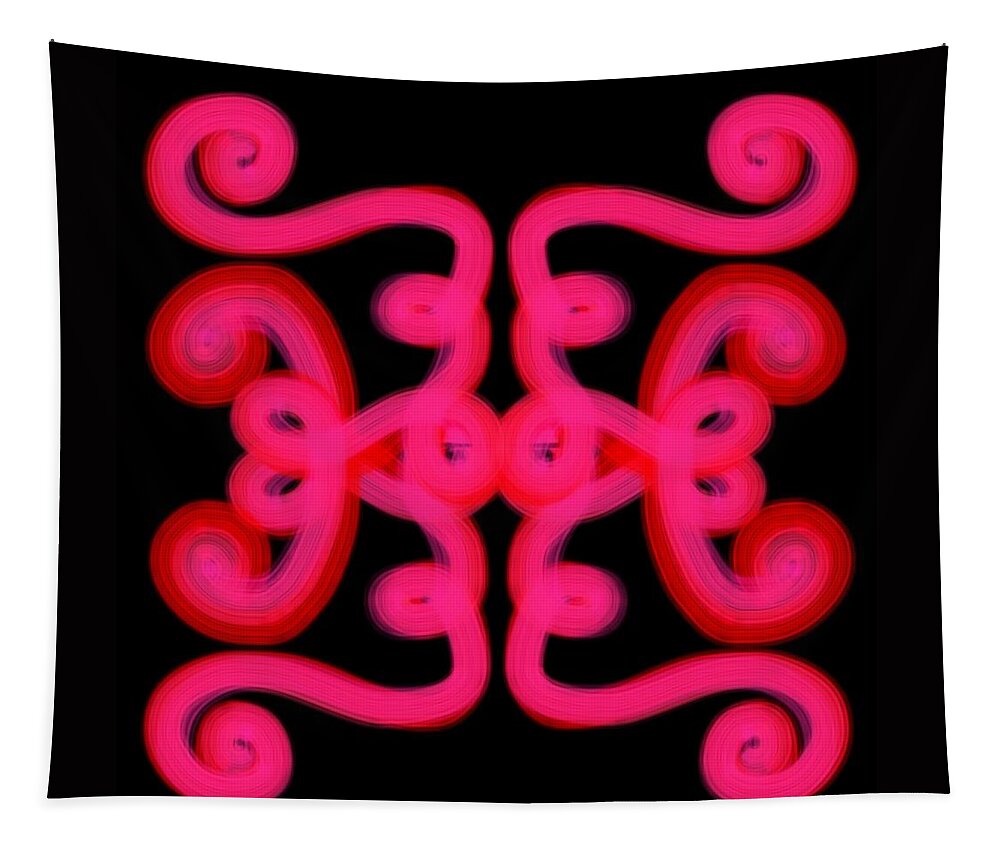 Graphic Tapestry featuring the digital art Pink Scroll #1 by Christine Fournier