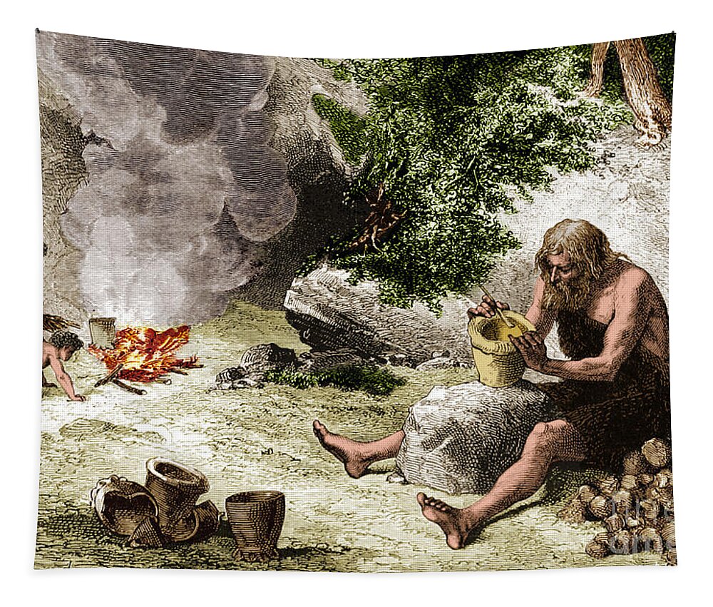 Stone Age Tapestry featuring the photograph Prehistoric Potter #1 by Science Source