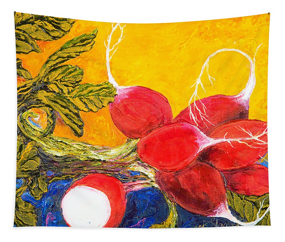 Red Tapestry featuring the painting Red Radishes #2 by Paris Wyatt Llanso