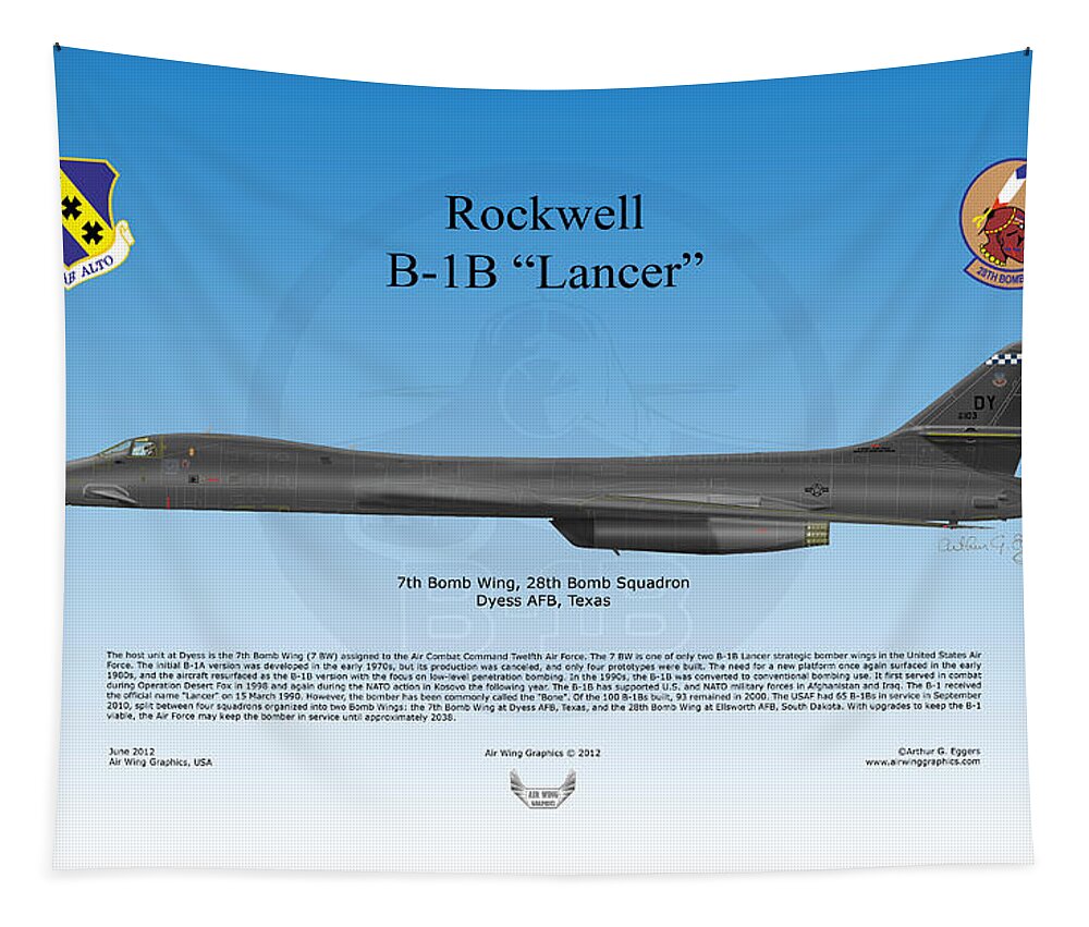 Rockwell Tapestry featuring the digital art Rockwell B-1B Lancer #2 by Arthur Eggers