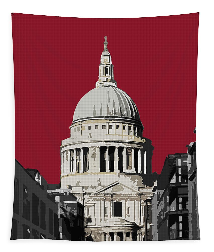 Eye Tapestry featuring the mixed media Saint Pauls - Blazing RED by BFA Prints