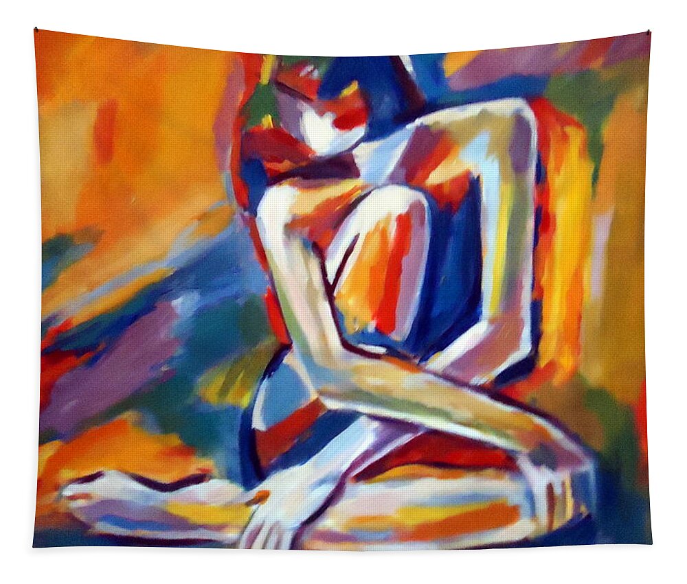 Art Tapestry featuring the painting Seated Figure by Helena Wierzbicki