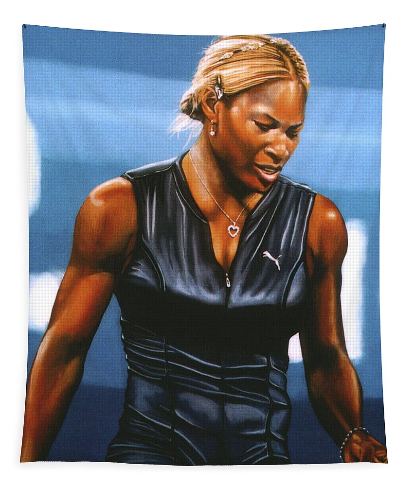 Serena Williams Tapestry featuring the painting Serena Williams by Paul Meijering