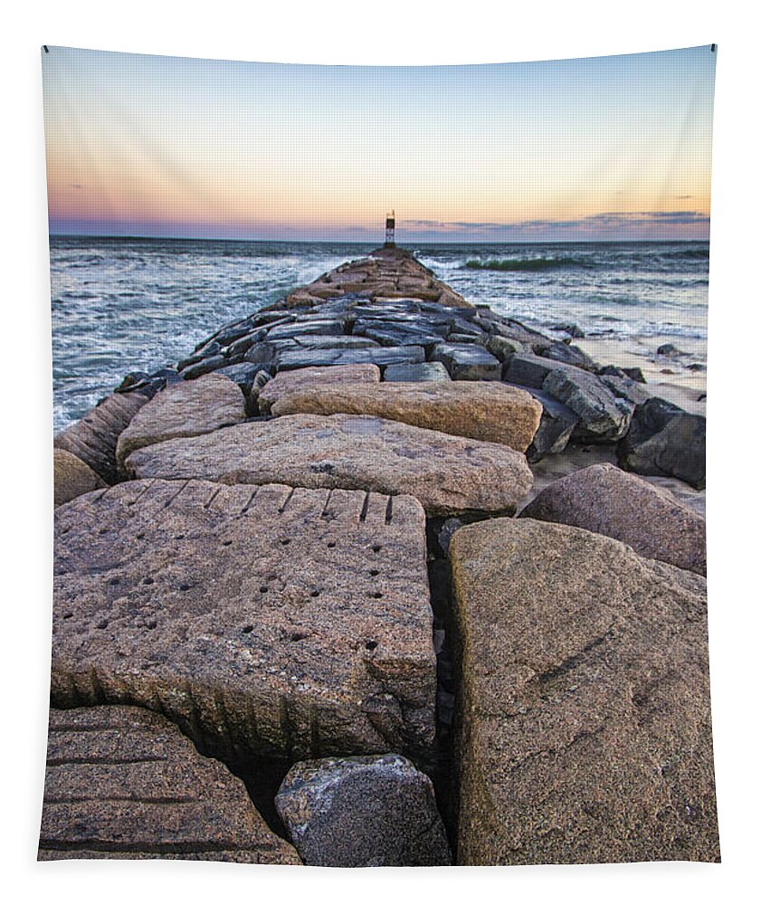 Shinnecock Tapestry featuring the photograph Shinnecock Inlet Jetty #1 by Robert Seifert